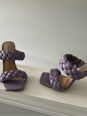 Steve Madden Lilac Braided Double-Strap Block Heel Sandals